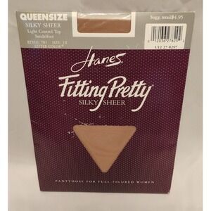 Vtg Hanes Fitting Pretty Pantyhose Style 781 Size 1x Sandalfoot Silky Sheer